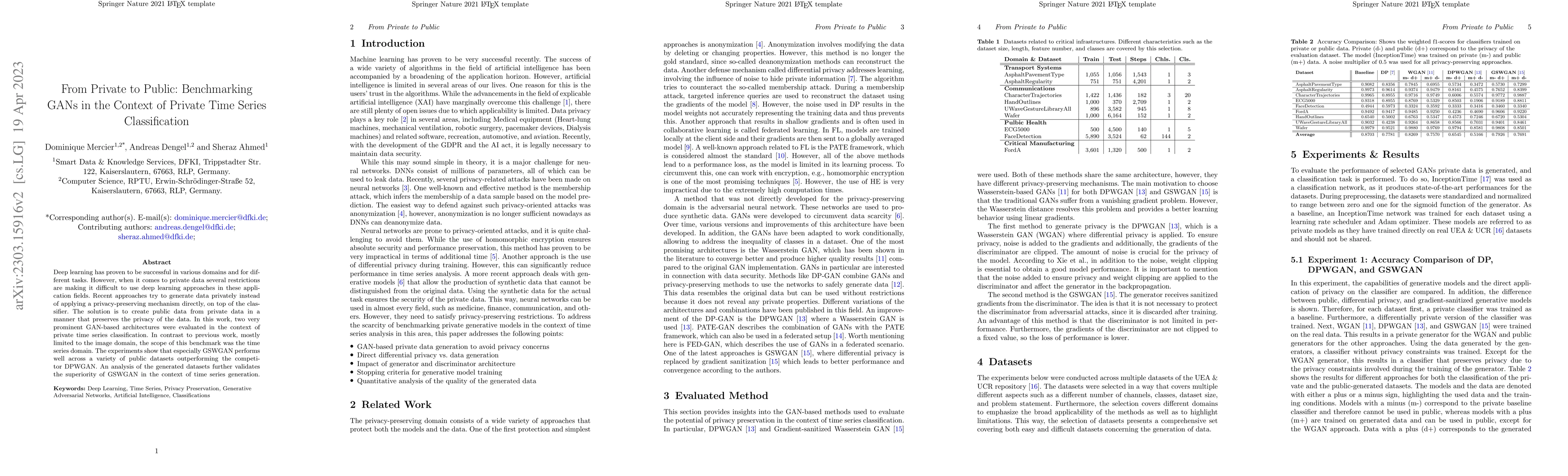 Thumbnail for From Private to Public: Benchmarking GANs in the Context of Private Time
  Series Classification