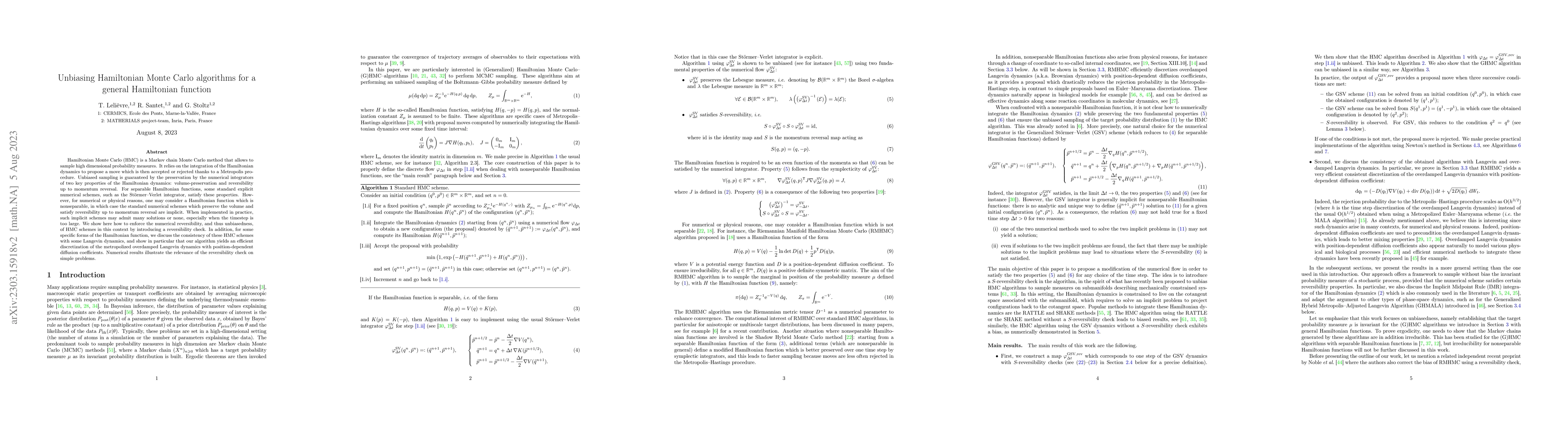 Thumbnail for Unbiasing Hamiltonian Monte Carlo algorithms for a general Hamiltonian
  function
