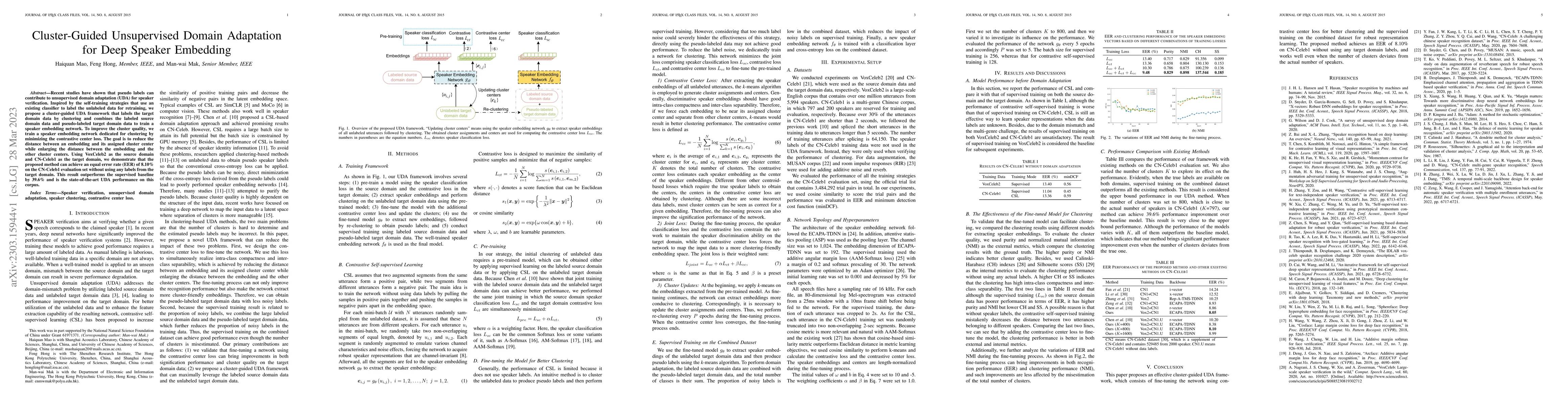 Thumbnail for Cluster-Guided Unsupervised Domain Adaptation for Deep Speaker Embedding