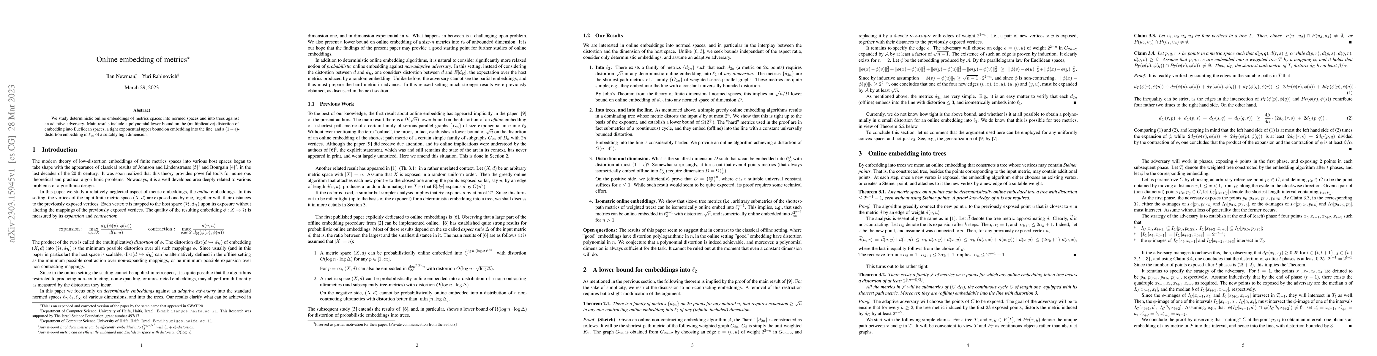 Thumbnail for Online embedding of metrics