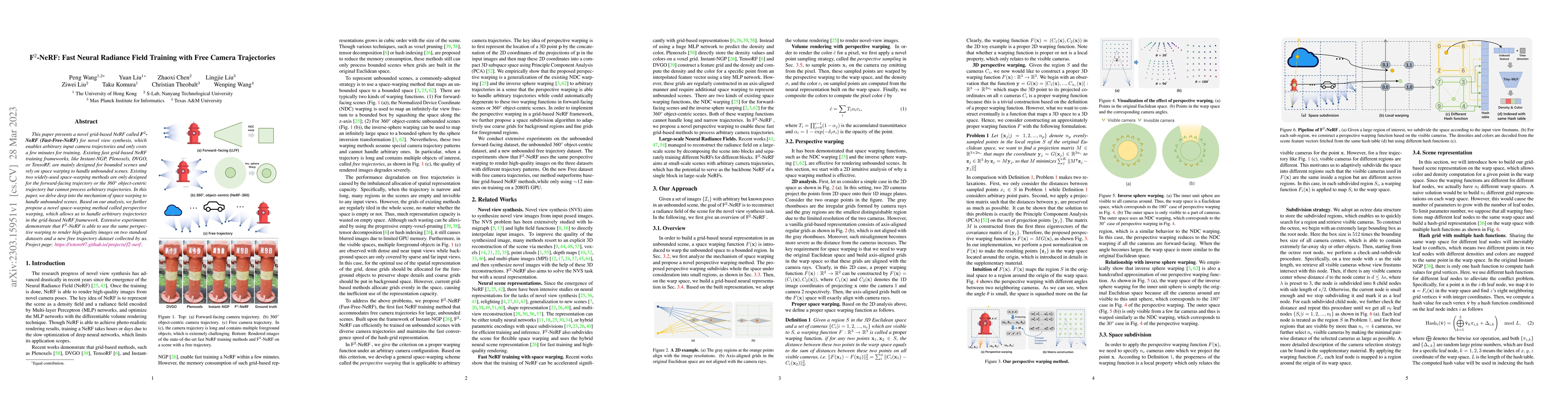 Thumbnail for F$^{2}$-NeRF: Fast Neural Radiance Field Training with Free Camera
  Trajectories