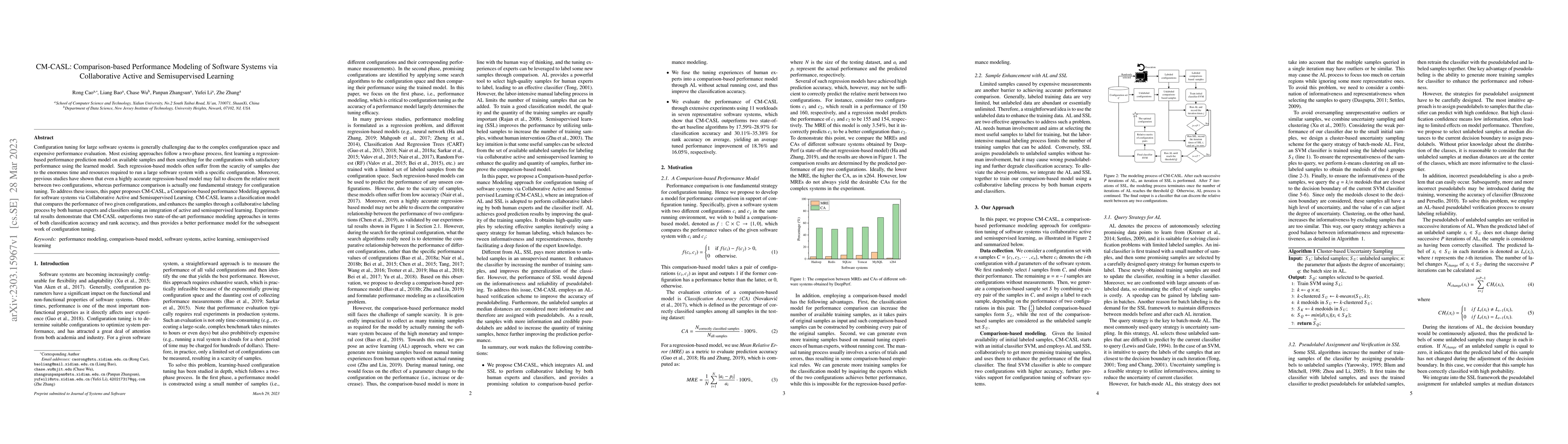 Thumbnail for CM-CASL: Comparison-based Performance Modeling of Software Systems via
  Collaborative Active and Semisupervised Learning