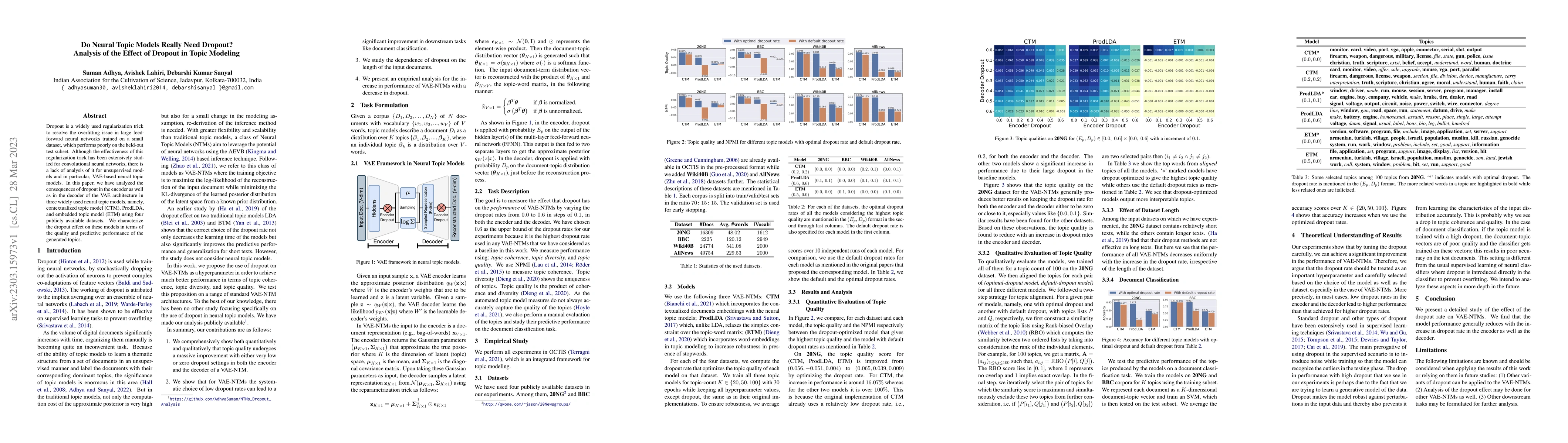 Thumbnail for Do Neural Topic Models Really Need Dropout? Analysis of the Effect of
  Dropout in Topic Modeling