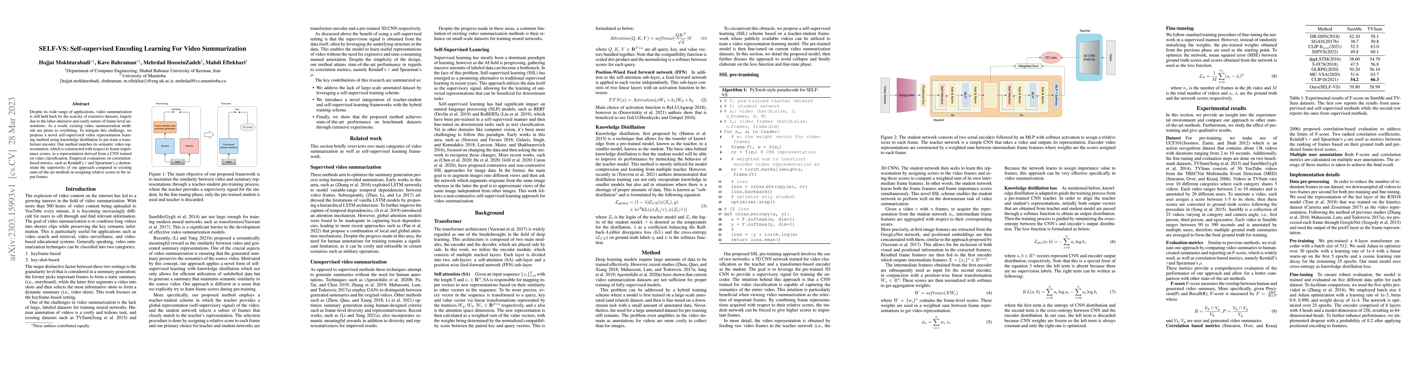 Thumbnail for SELF-VS: Self-supervised Encoding Learning For Video Summarization