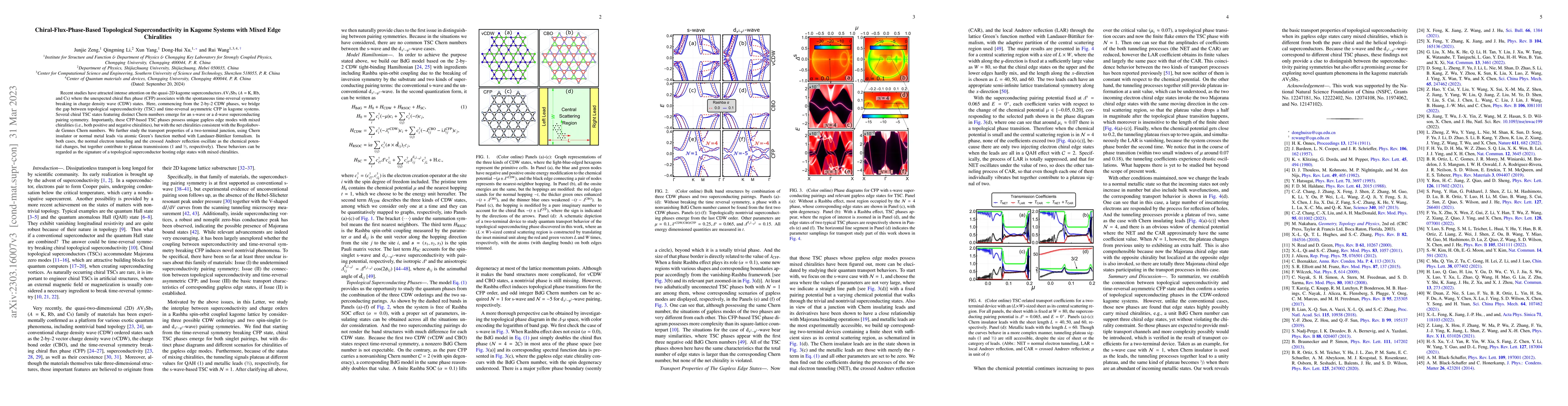 Thumbnail for Chiral-Flux-Phase-Based Topological Superconductivity in Kagome Systems
  with Mixed Edge Chiralities