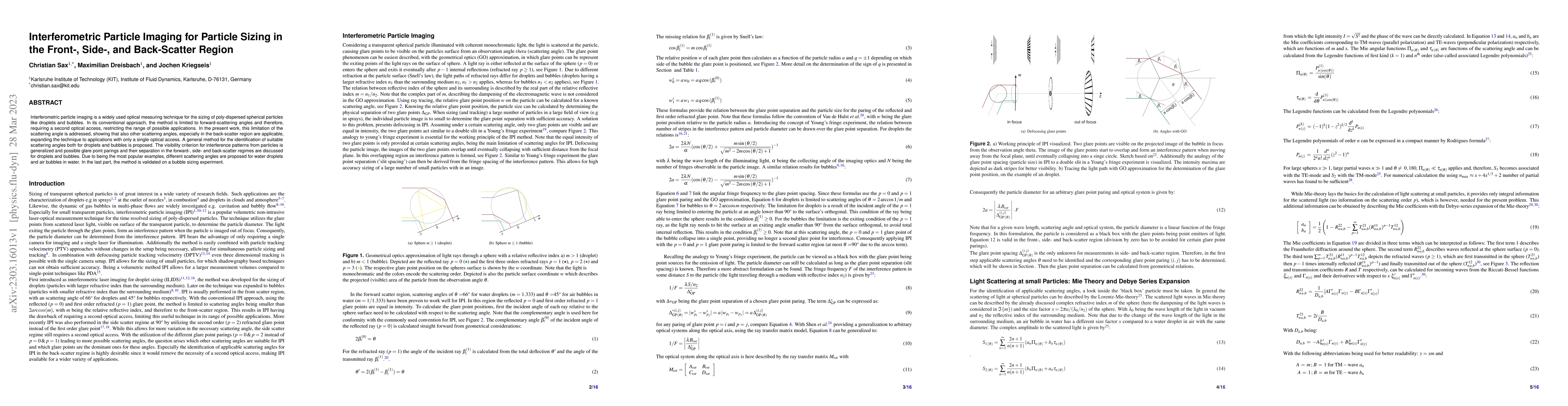 Thumbnail for Interferometric Particle Imaging for Particle Sizing in the Front-,
  Side-, and Back-Scatter Region