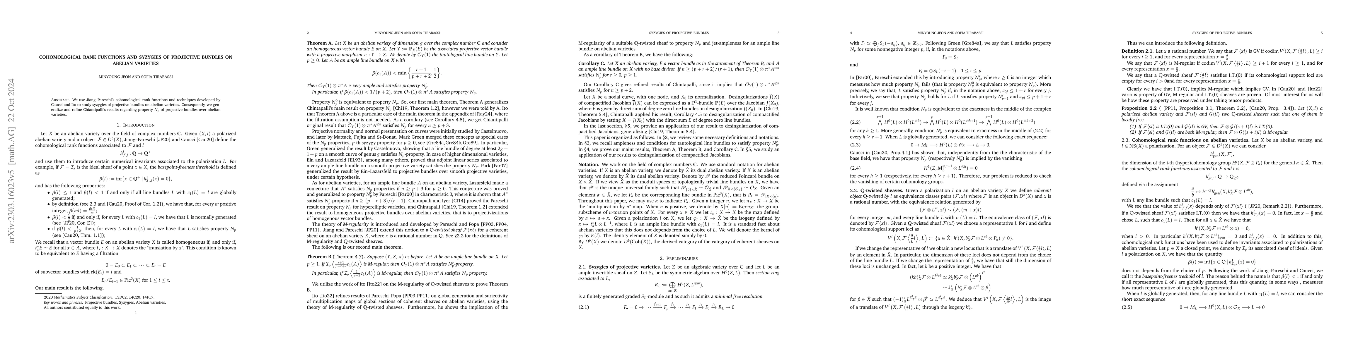 Thumbnail for Cohomological rank functions and syzygies of projective bundles on
  abelian varieties