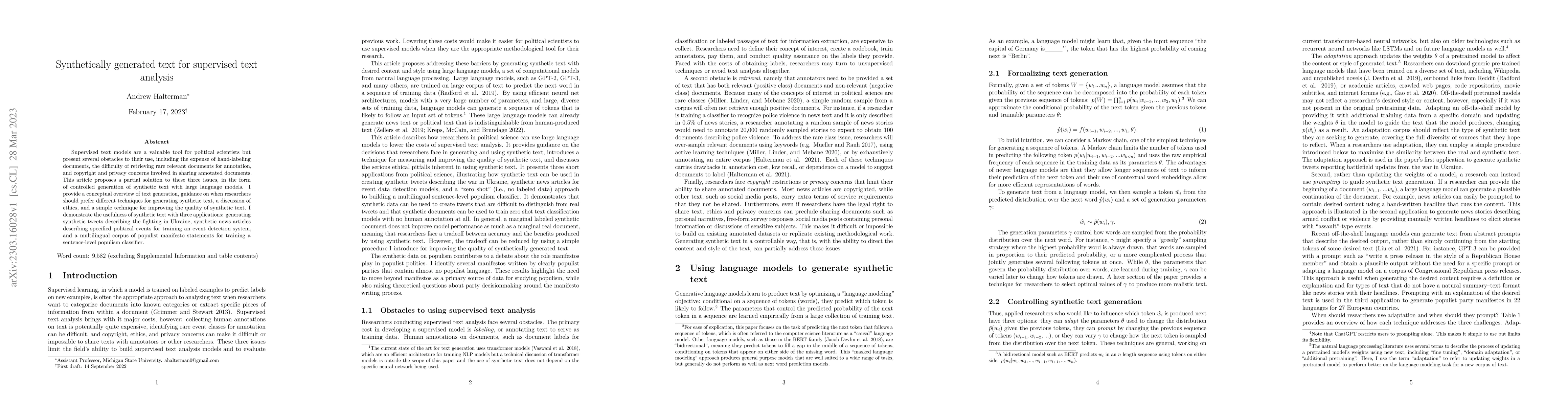 Thumbnail for Synthetically generated text for supervised text analysis