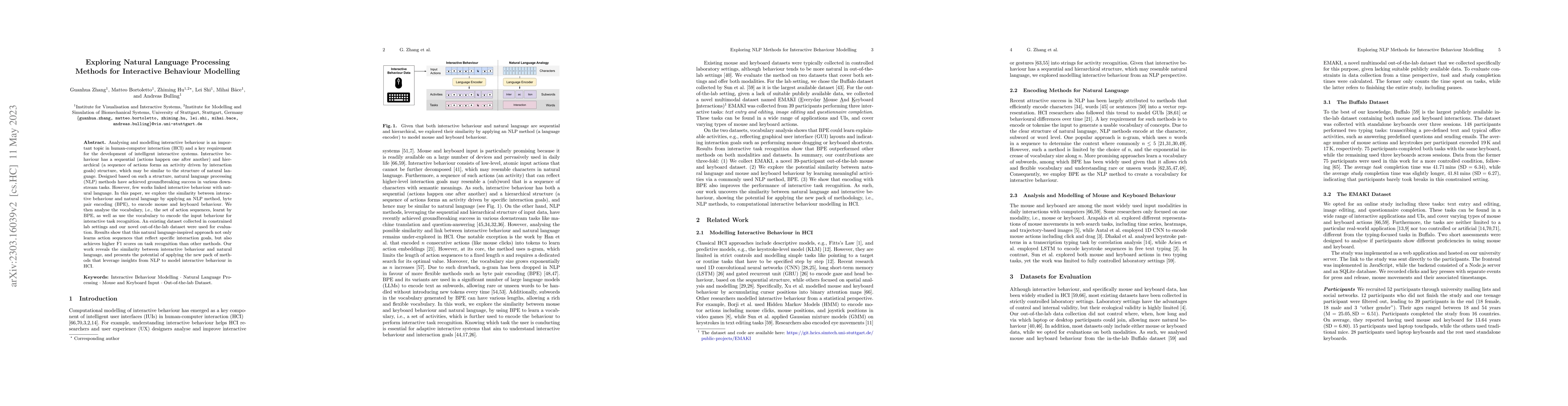 Thumbnail for Exploring Natural Language Processing Methods for Interactive Behaviour
  Modelling