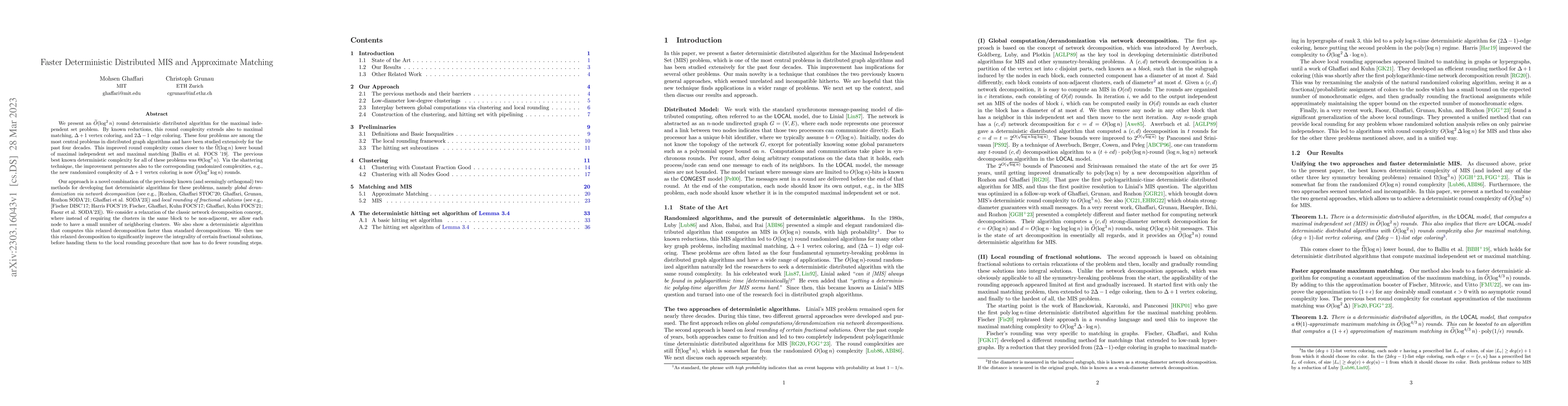 Thumbnail for Faster Deterministic Distributed MIS and Approximate Matching