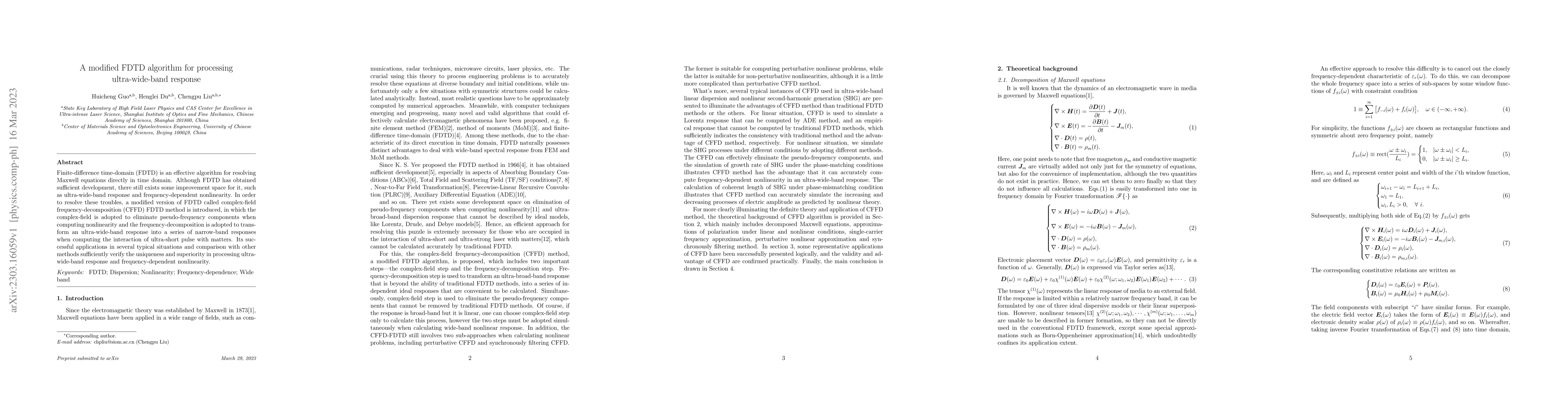 Thumbnail for A modified FDTD algorithm for processing ultra-wide-band response