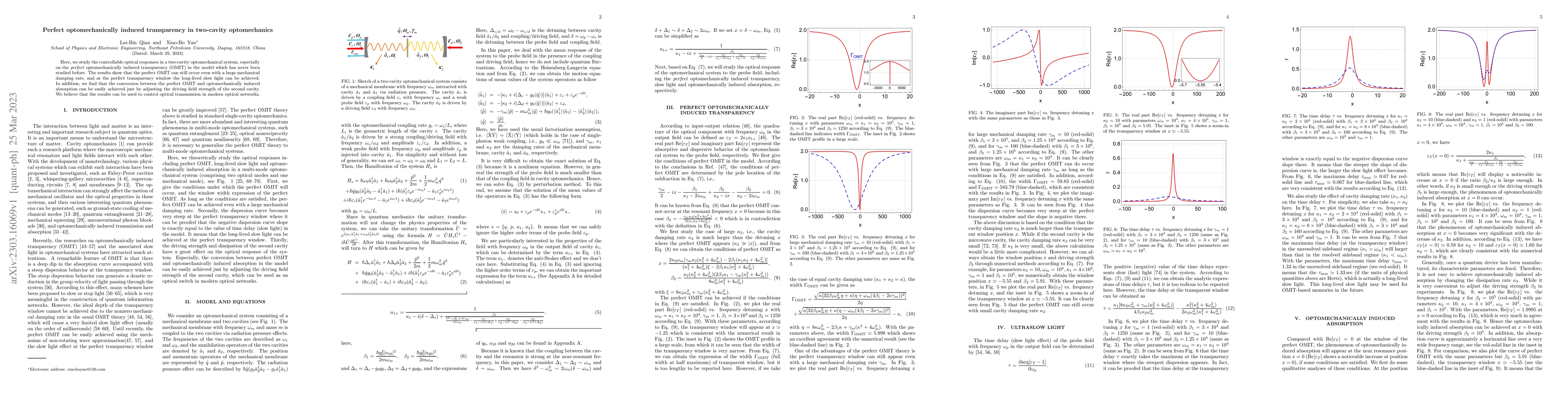 Thumbnail for Perfect optomechanically induced transparency in two-cavity
  optomechanics