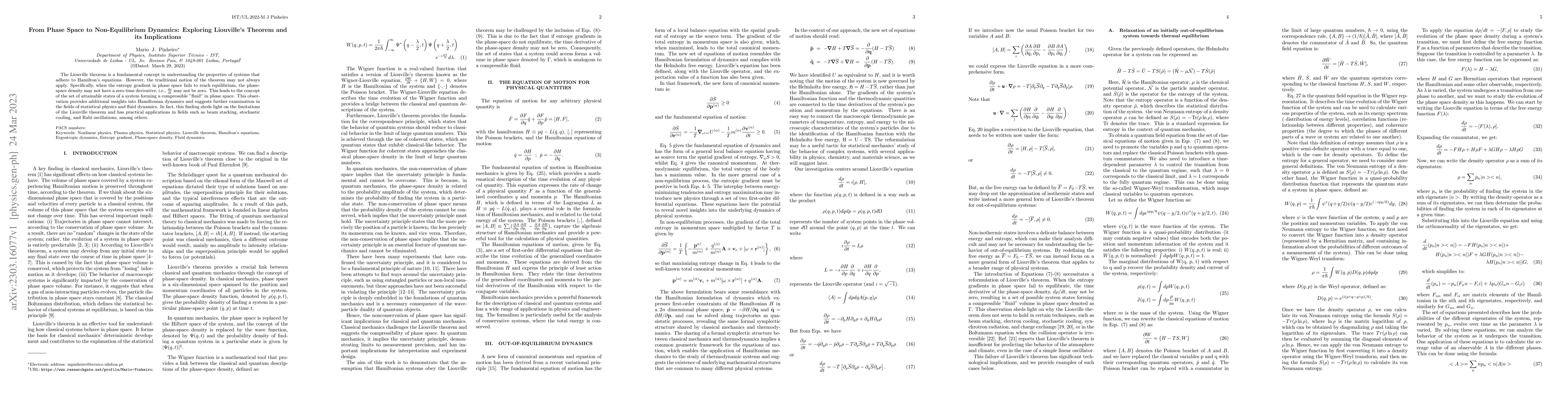 Thumbnail for From Phase Space to Non-Equilibrium Dynamics: Exploring Liouville's
  Theorem and its Implications