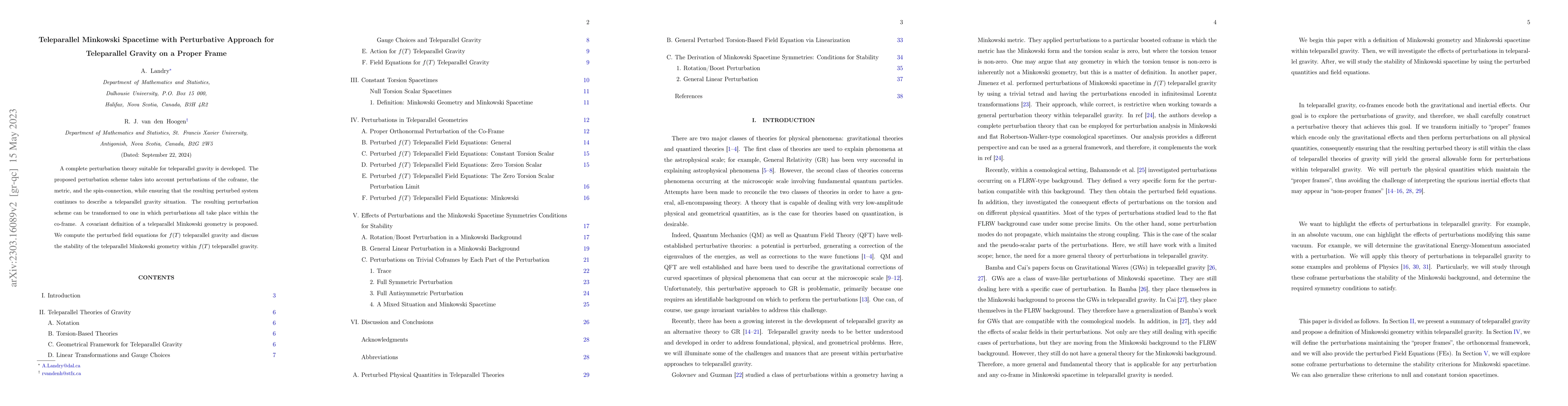 Thumbnail for Teleparallel Minkowski Spacetime with Perturbative Approach for
  Teleparallel Gravity on a Proper Frame