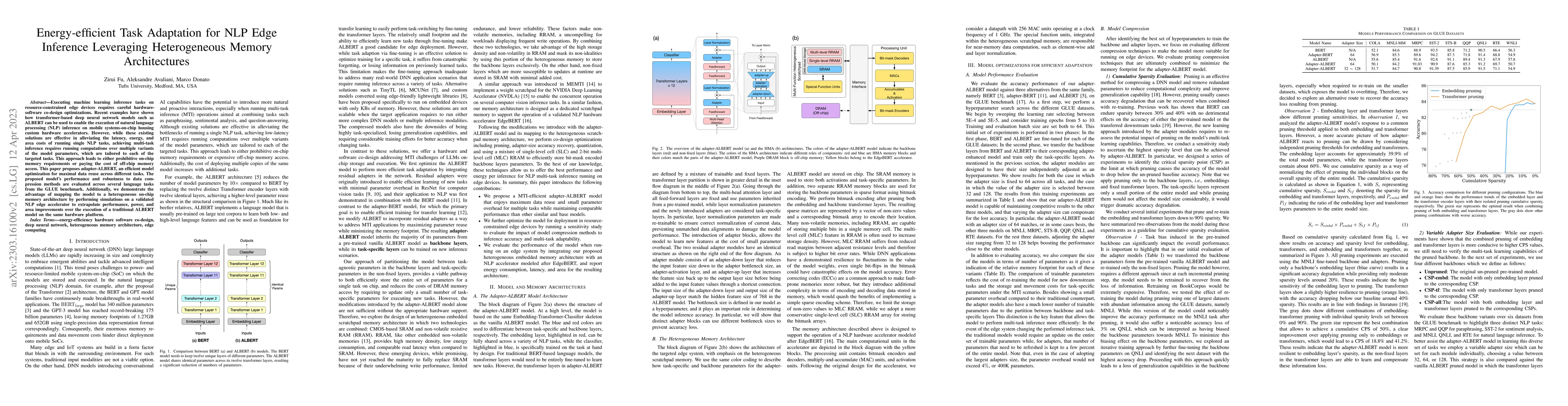 Thumbnail for Energy-efficient Task Adaptation for NLP Edge Inference Leveraging
  Heterogeneous Memory Architectures