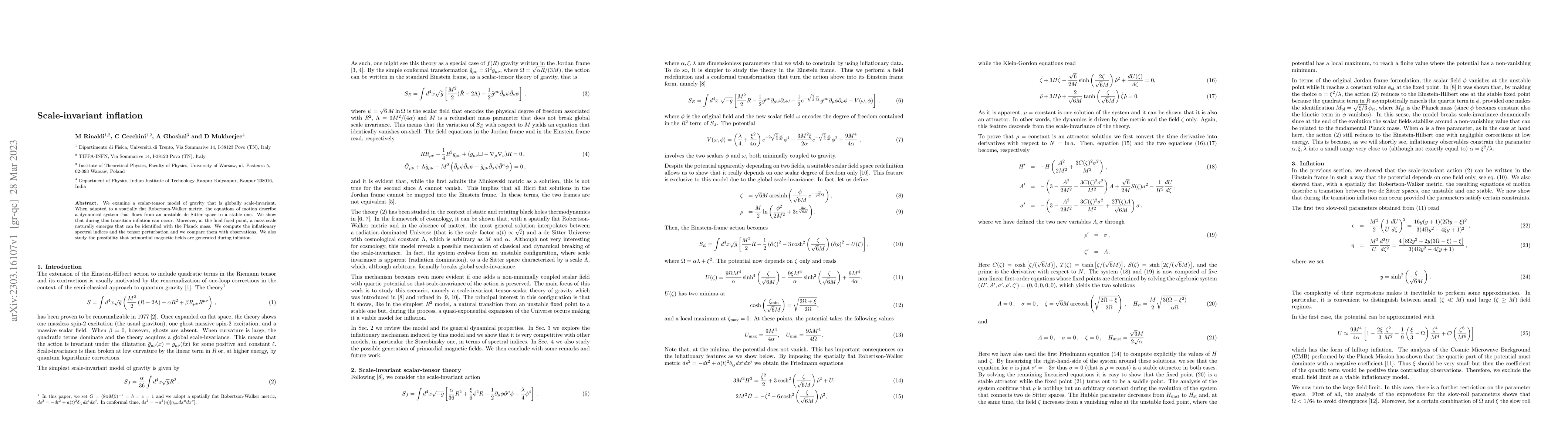 Thumbnail for Scale-invariant inflation