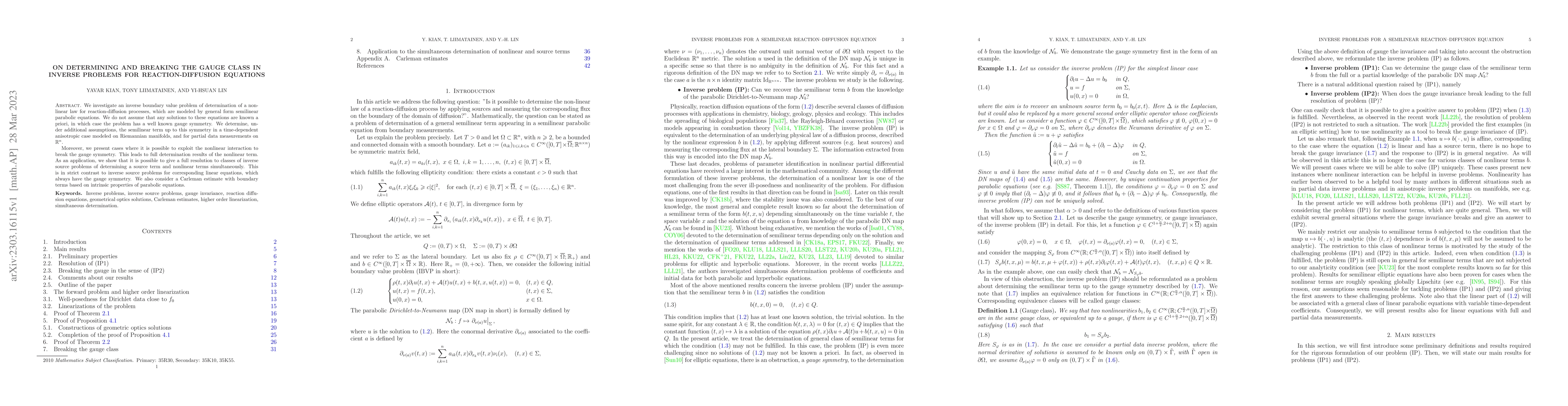 Thumbnail for On determining and breaking the gauge class in inverse problems for
  reaction-diffusion equations