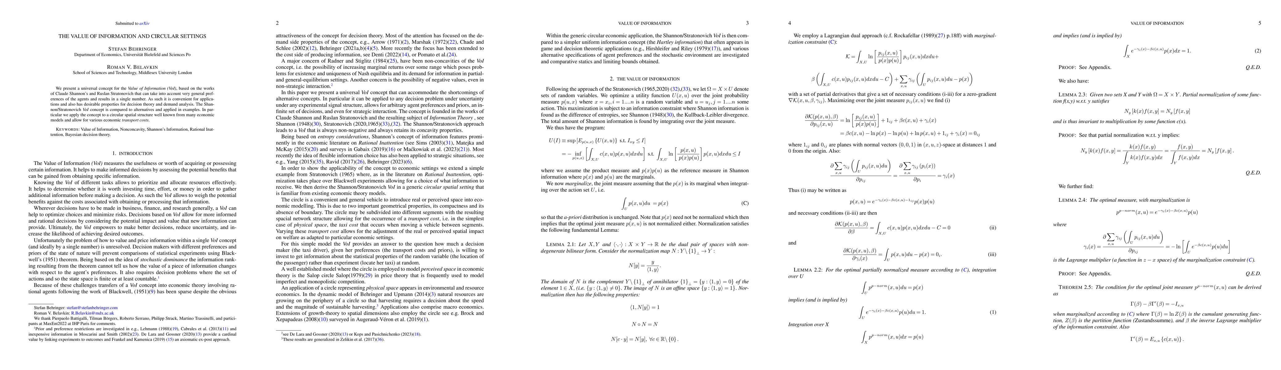 Thumbnail for The Value of Information and Circular Settings