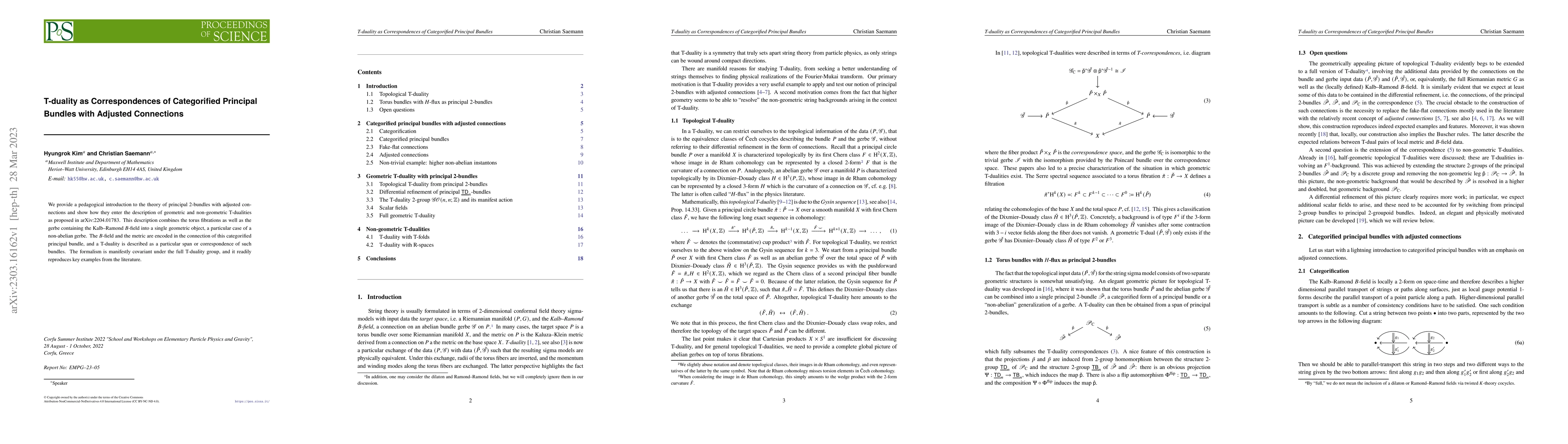 Thumbnail for T-duality as Correspondences of Categorified Principal Bundles with
  Adjusted Connections