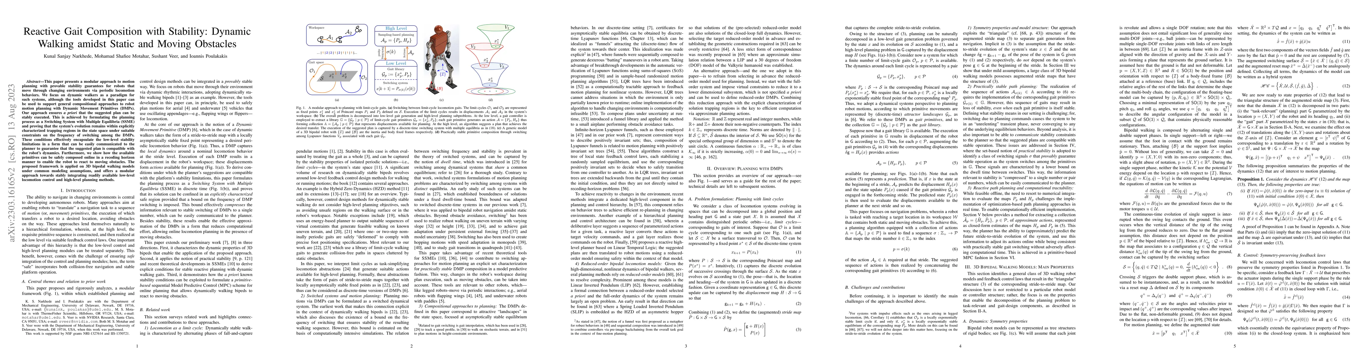 Thumbnail for Reactive Gait Composition with Stability: Dynamic Walking amidst Static
  and Moving Obstacles