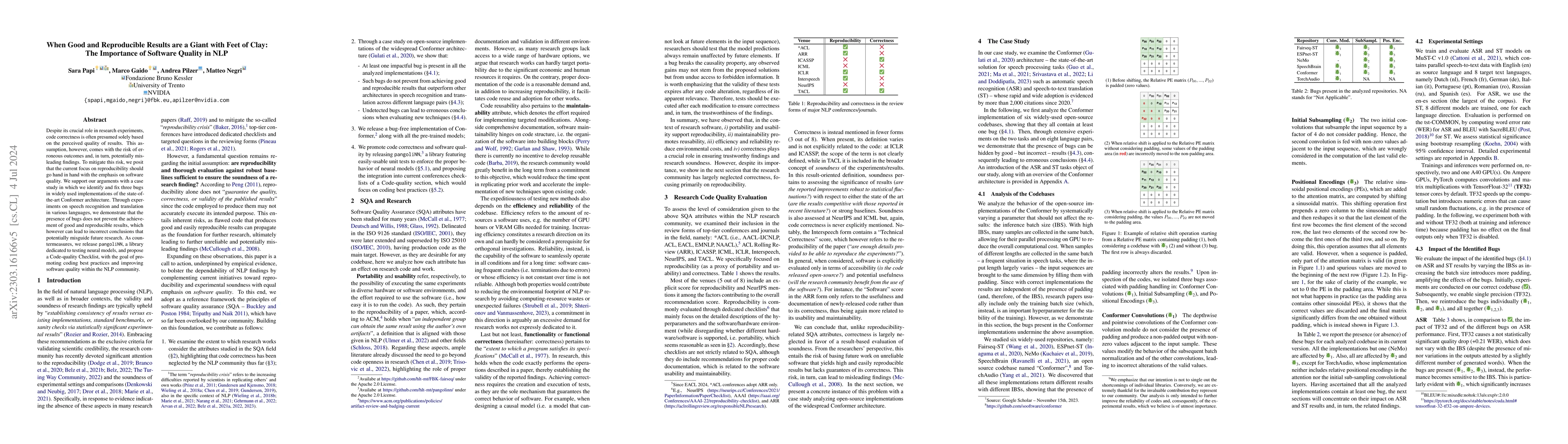 Thumbnail for When Good and Reproducible Results are a Giant with Feet of Clay: The
  Importance of Software Quality in NLP