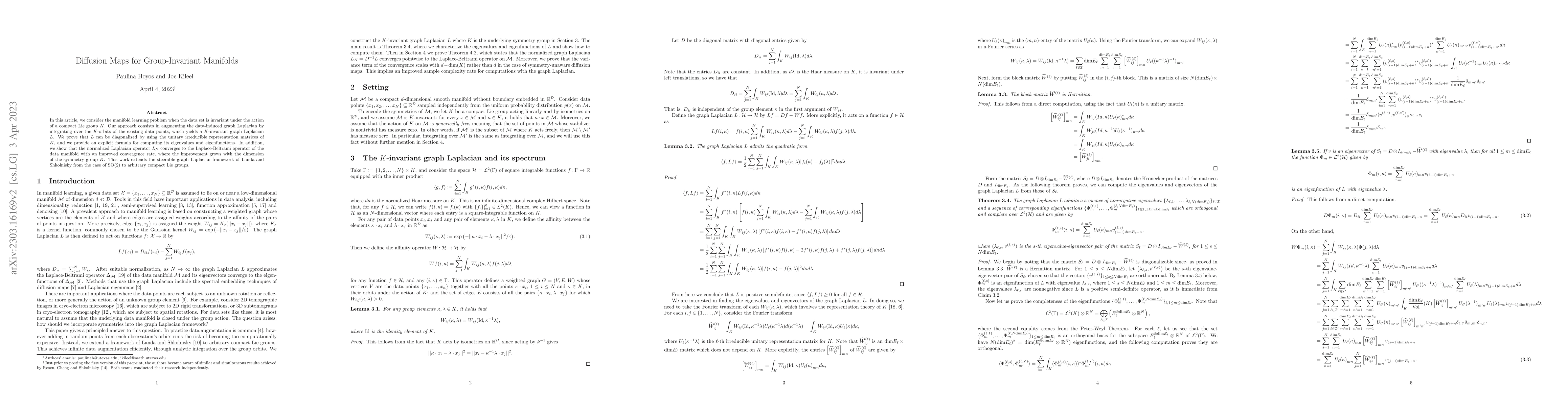 Thumbnail for Diffusion Maps for Group-Invariant Manifolds