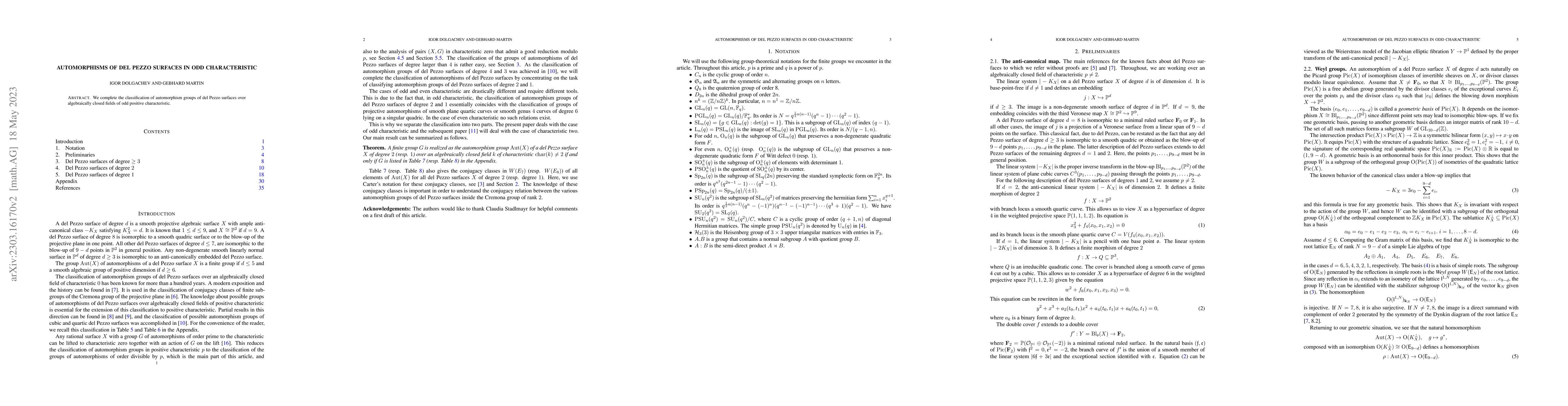 Thumbnail for Automorphisms of del Pezzo surfaces in odd characteristic