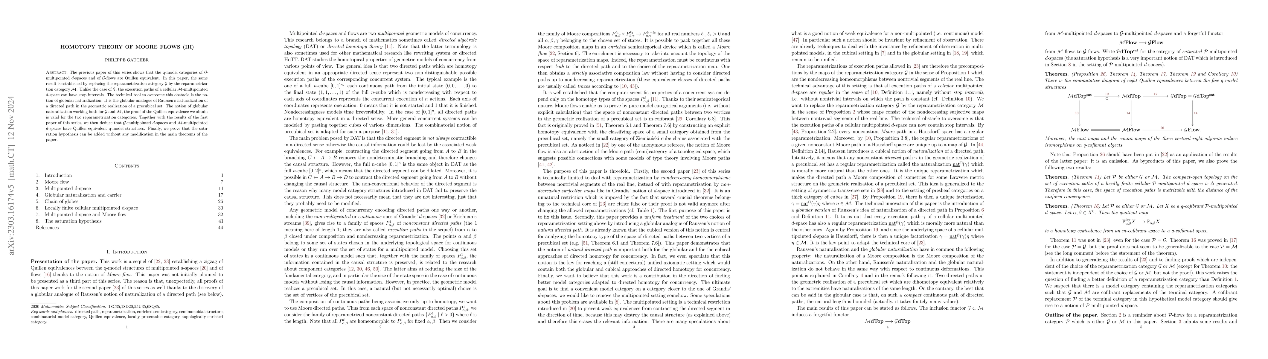 Thumbnail for Homotopy theory of Moore flows (III)