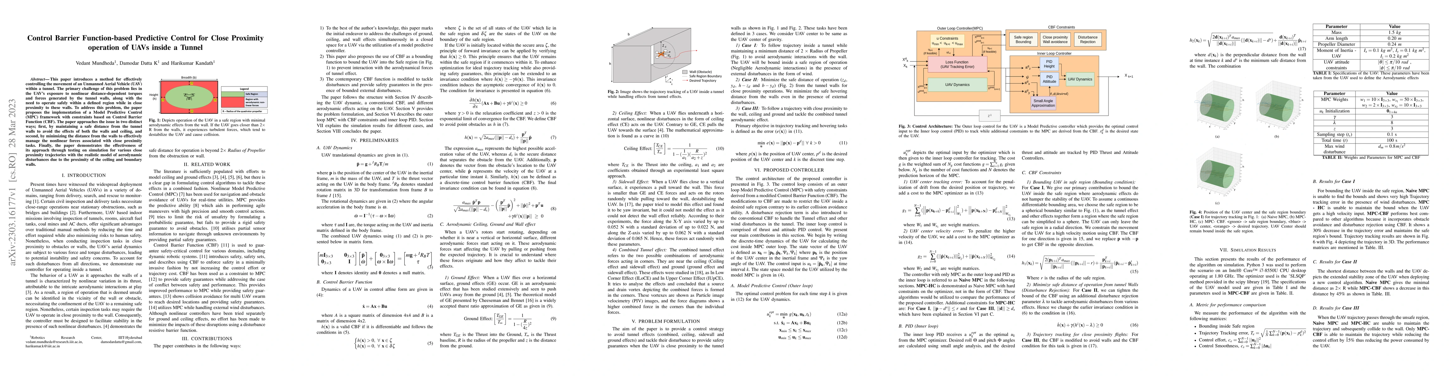 Thumbnail for Control Barrier Function-based Predictive Control for Close Proximity
  operation of UAVs inside a Tunnel
