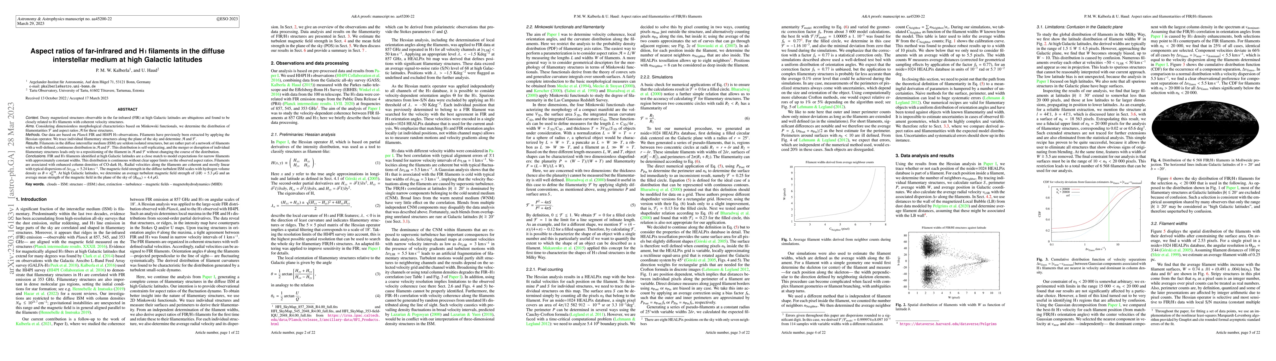 Thumbnail for Aspect ratios of far-infrared and H i filaments in the diffuse
  interstellar medium at high Galactic latitudes