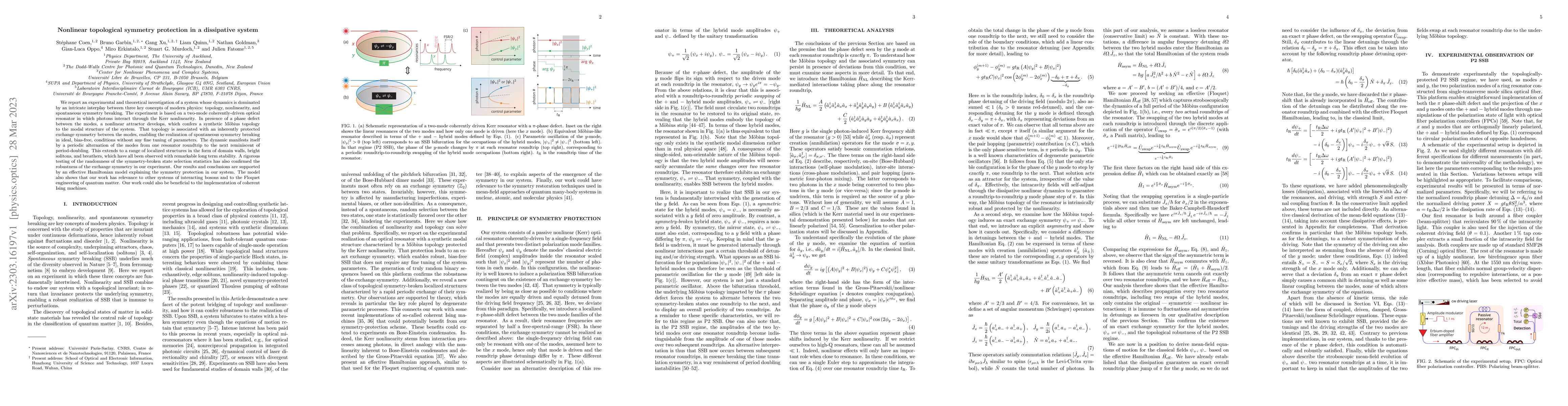Thumbnail for Nonlinear topological symmetry protection in a dissipative system