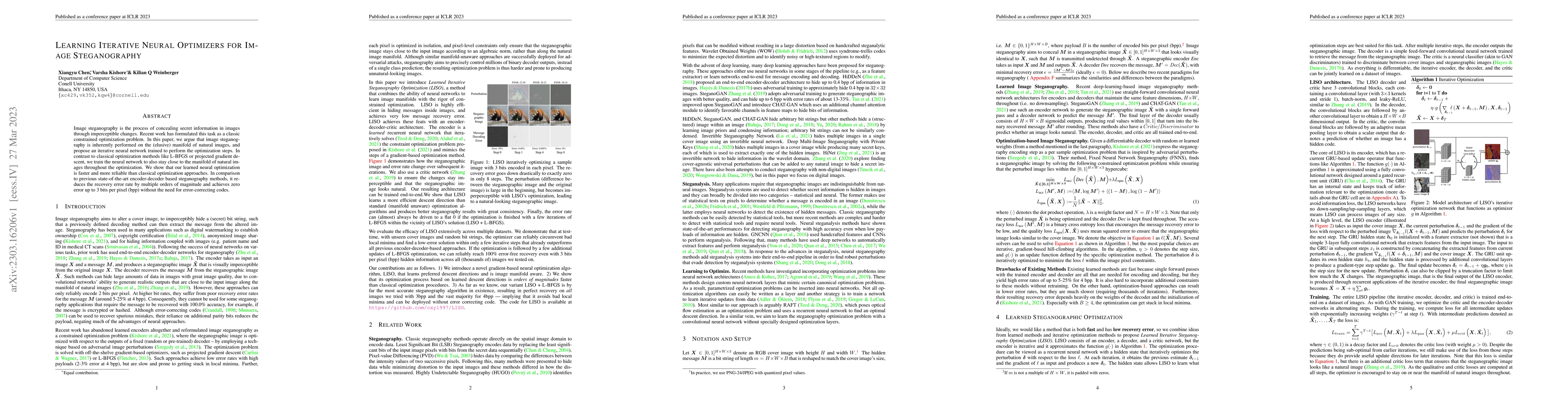 Thumbnail for Learning Iterative Neural Optimizers for Image Steganography