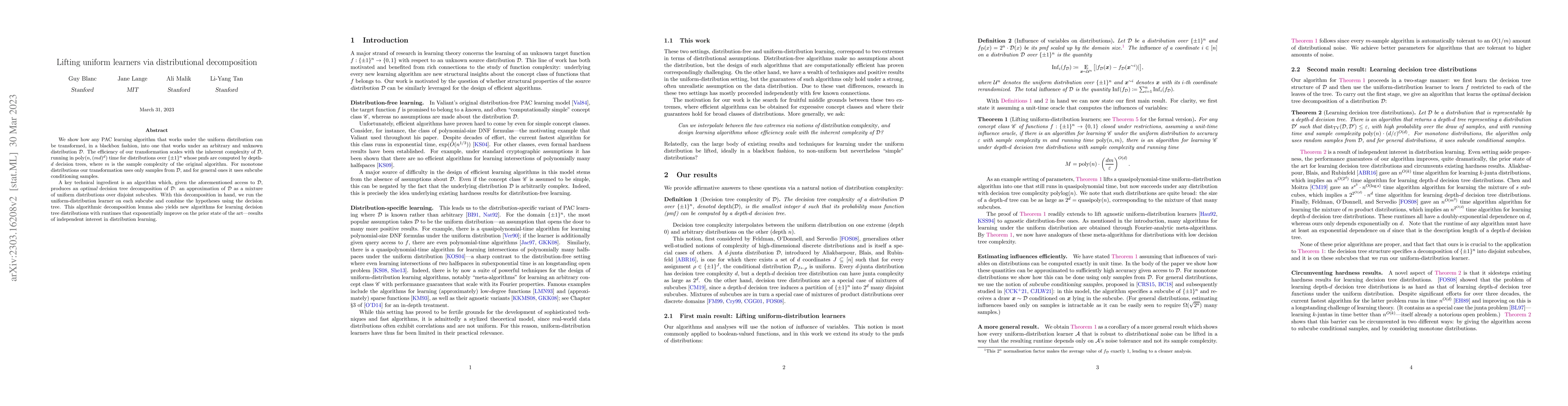 Thumbnail for Lifting uniform learners via distributional decomposition
