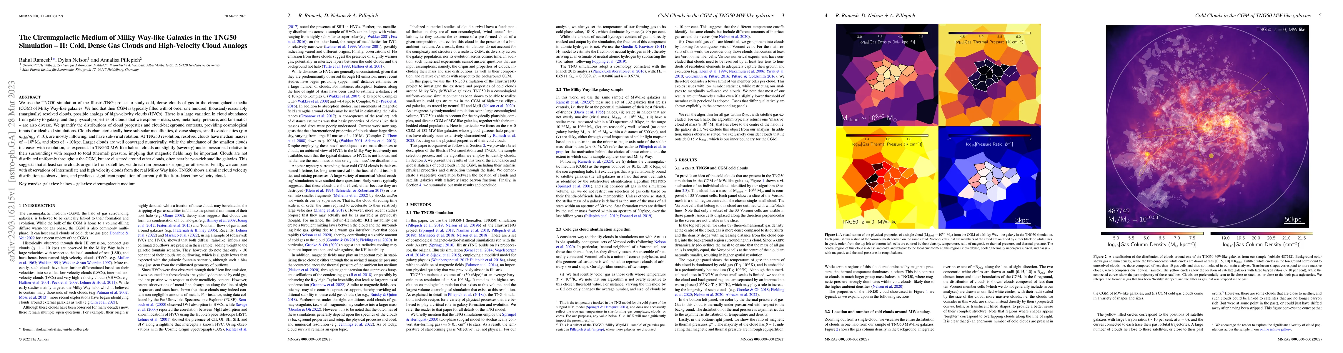 Thumbnail for The Circumgalactic Medium of Milky Way-like Galaxies in the TNG50
  Simulation -- II: Cold, Dense Gas Clouds and High-Velocity Cloud Analogs