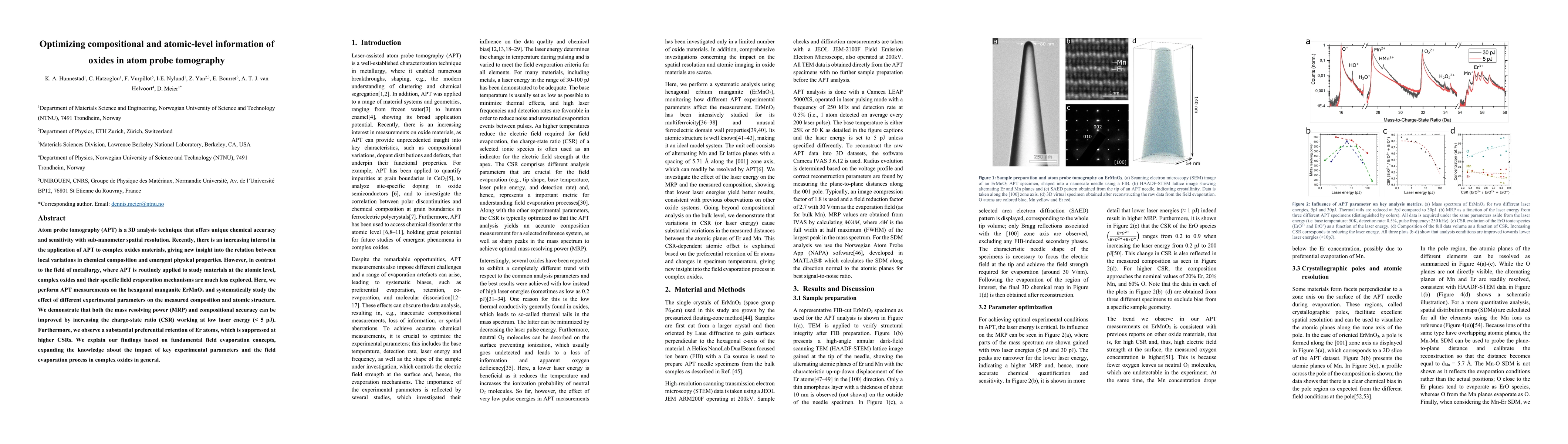 Thumbnail for Optimizing compositional and atomic-level information of oxides in atom
  probe tomography