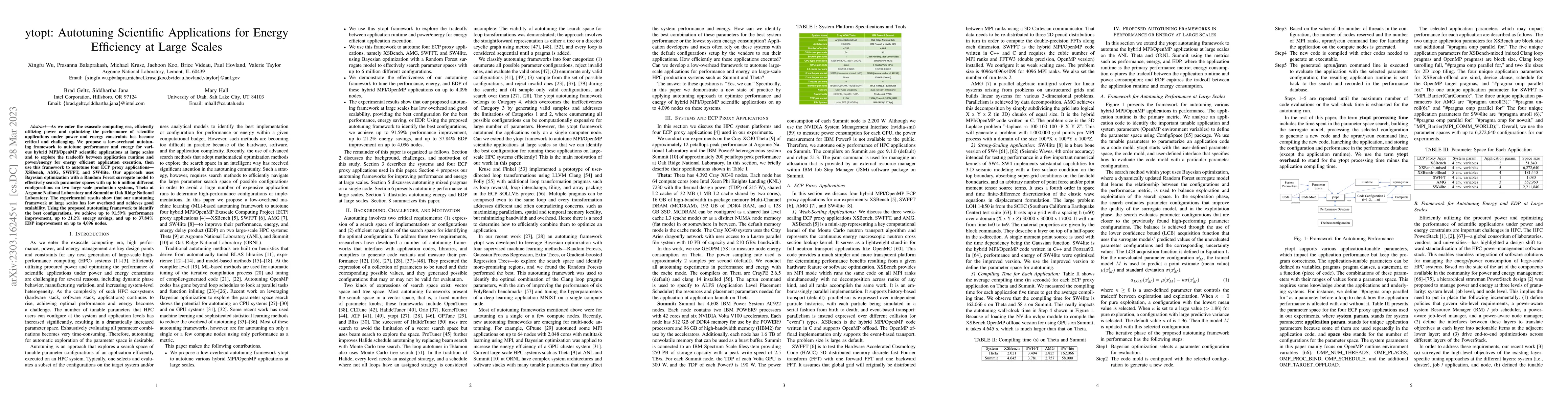 Thumbnail for ytopt: Autotuning Scientific Applications for Energy Efficiency at Large
  Scales