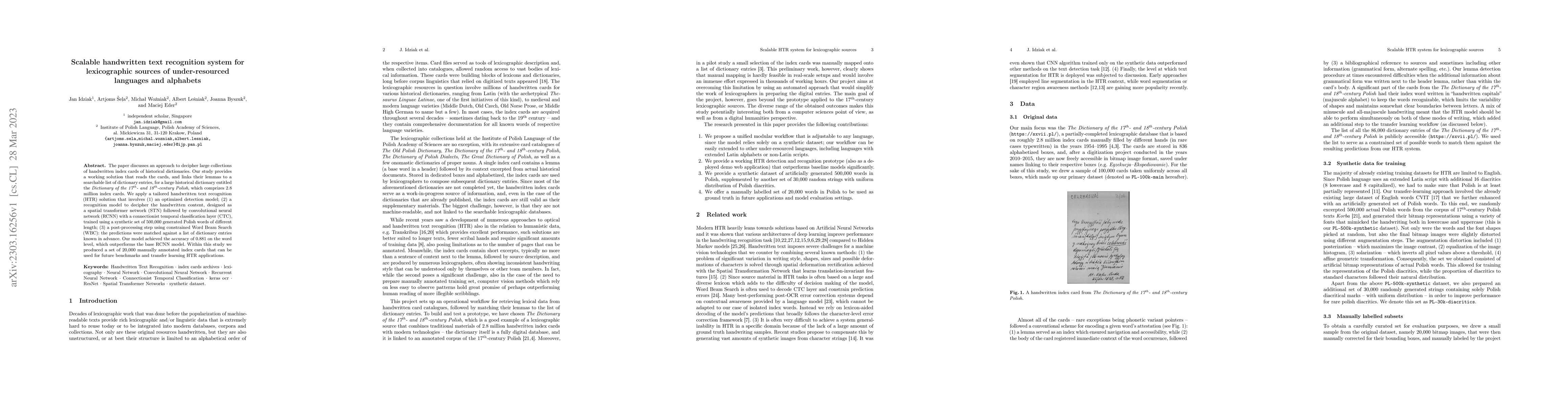 Thumbnail for Scalable handwritten text recognition system for lexicographic sources
  of under-resourced languages and alphabets