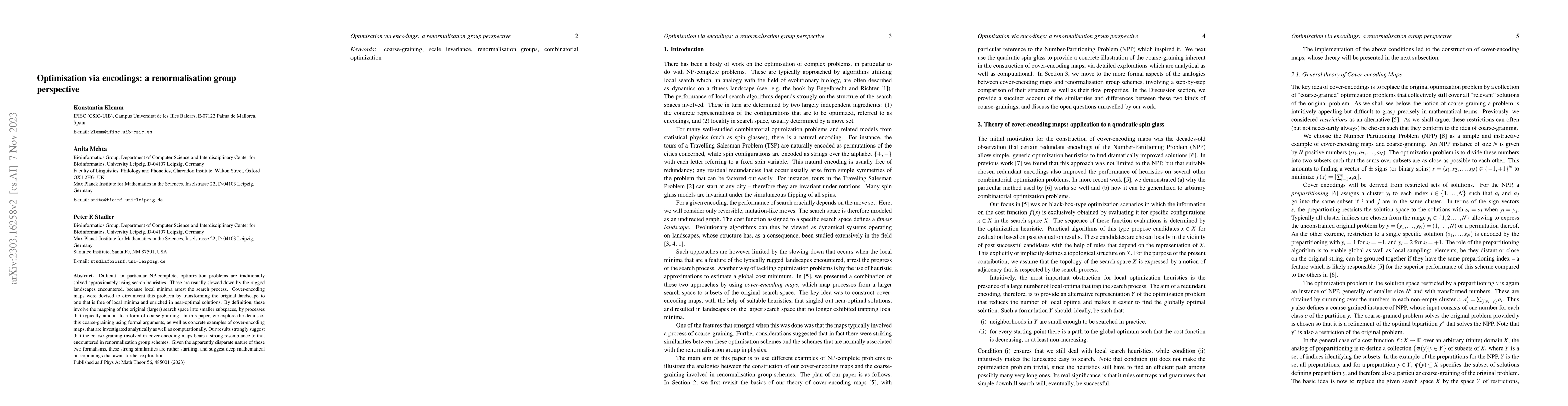 Thumbnail for Optimisation via encodings: a renormalisation group perspective