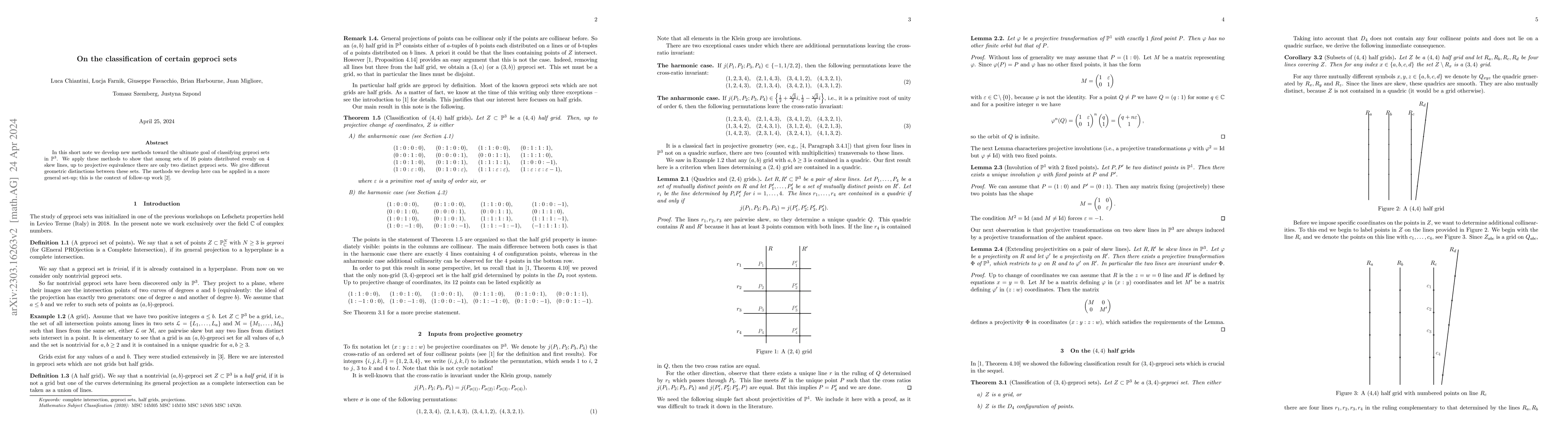 Thumbnail for On the classification of certain geproci sets