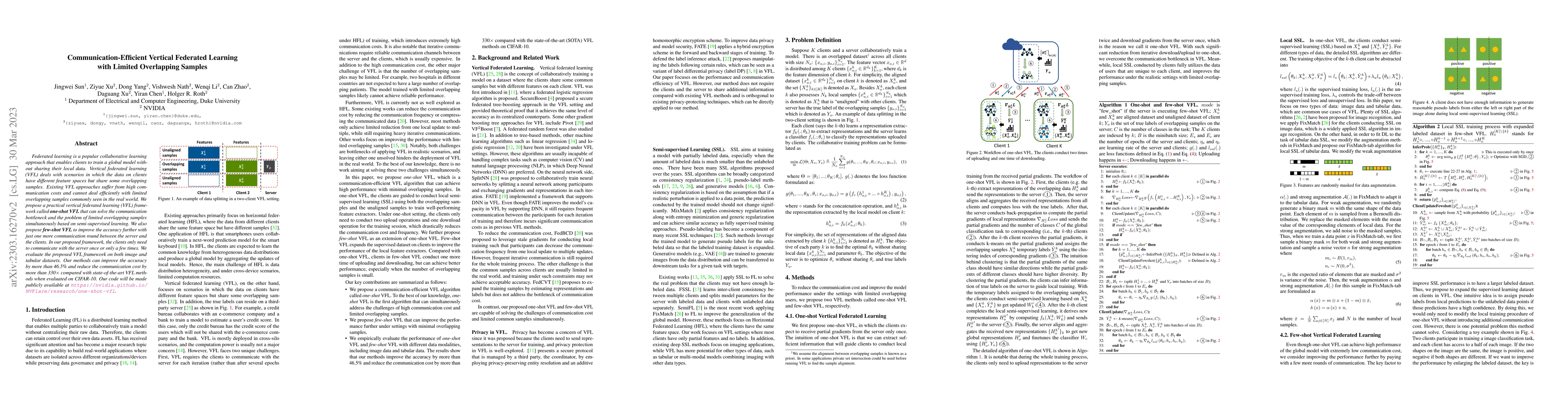 Thumbnail for Communication-Efficient Vertical Federated Learning with Limited
  Overlapping Samples
