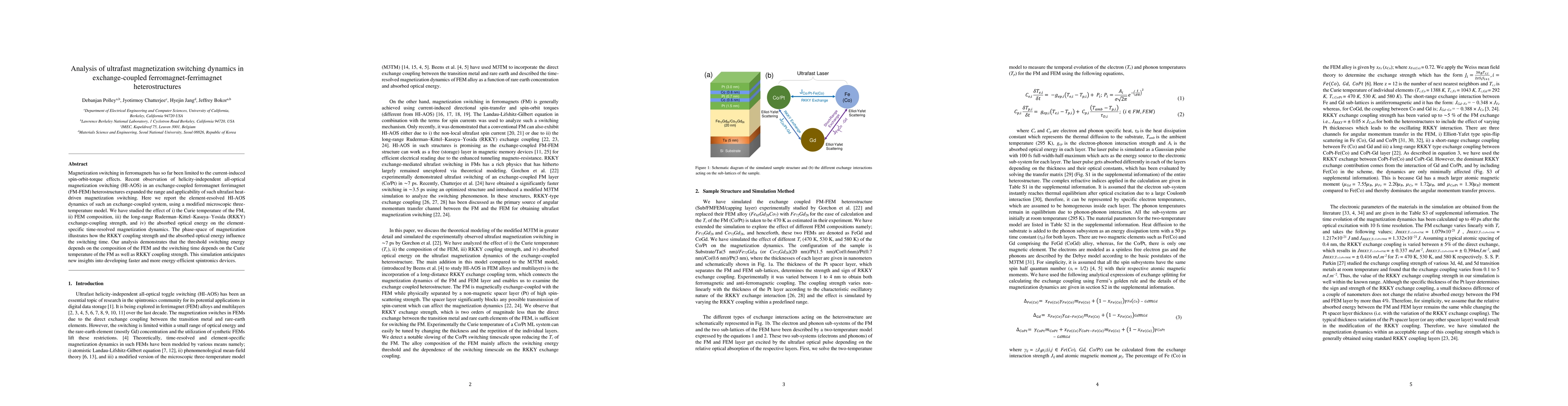 Thumbnail for Analysis of ultrafast magnetization switching dynamics in
  exchange-coupled ferromagnet-ferrimagnet heterostructures