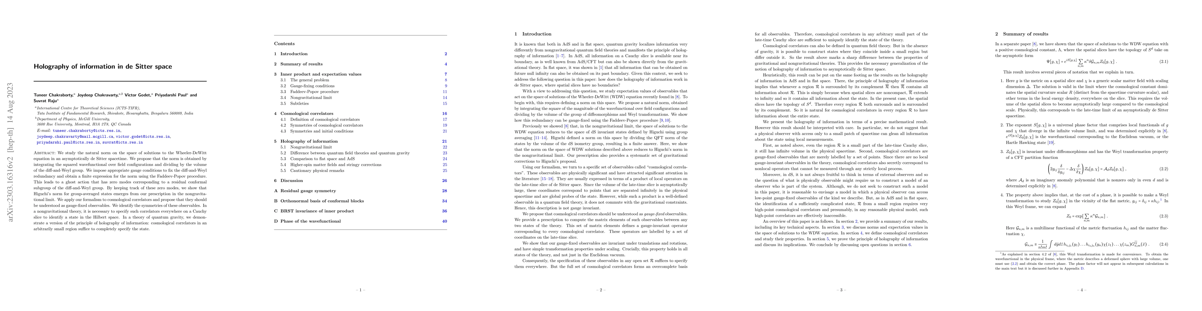 Thumbnail for Holography of information in de Sitter space