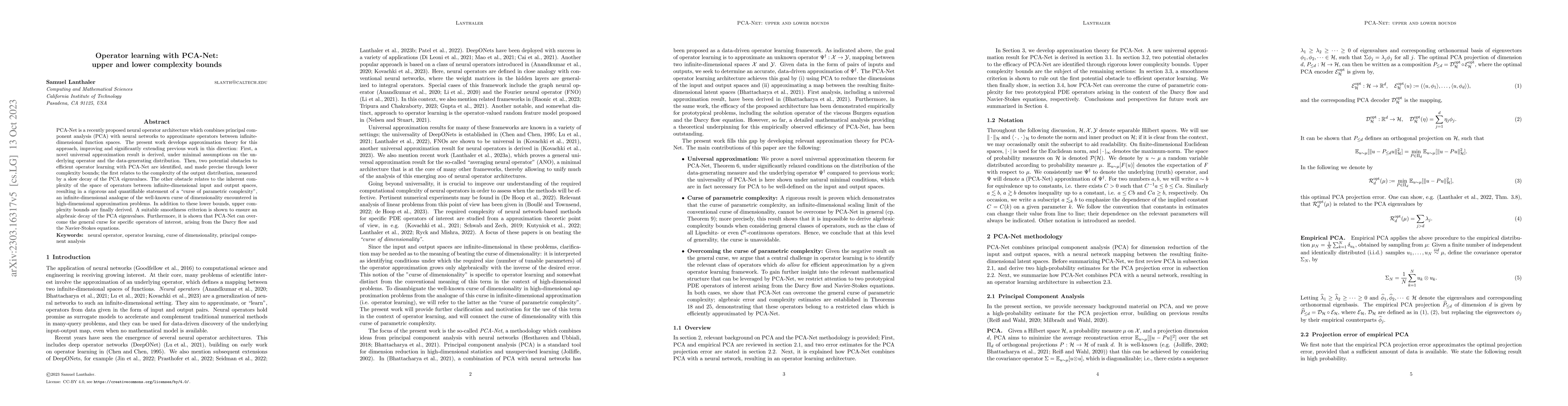 Thumbnail for Operator learning with PCA-Net: upper and lower complexity bounds