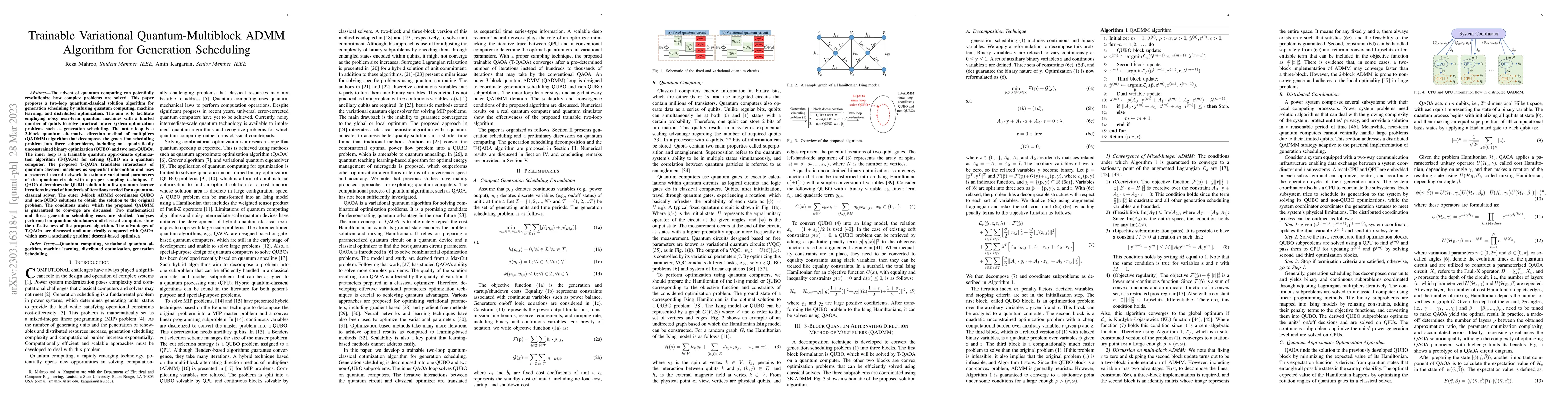 Thumbnail for Trainable Variational Quantum-Multiblock ADMM Algorithm for Generation
  Scheduling