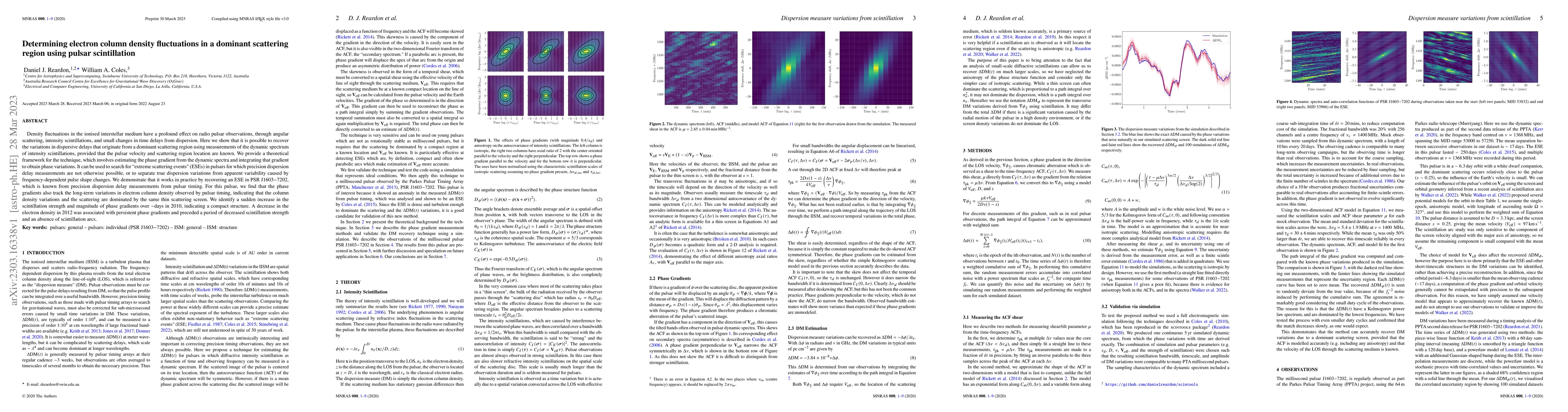 Thumbnail for Determining electron column density fluctuations in a dominant
  scattering region using pulsar scintillation
