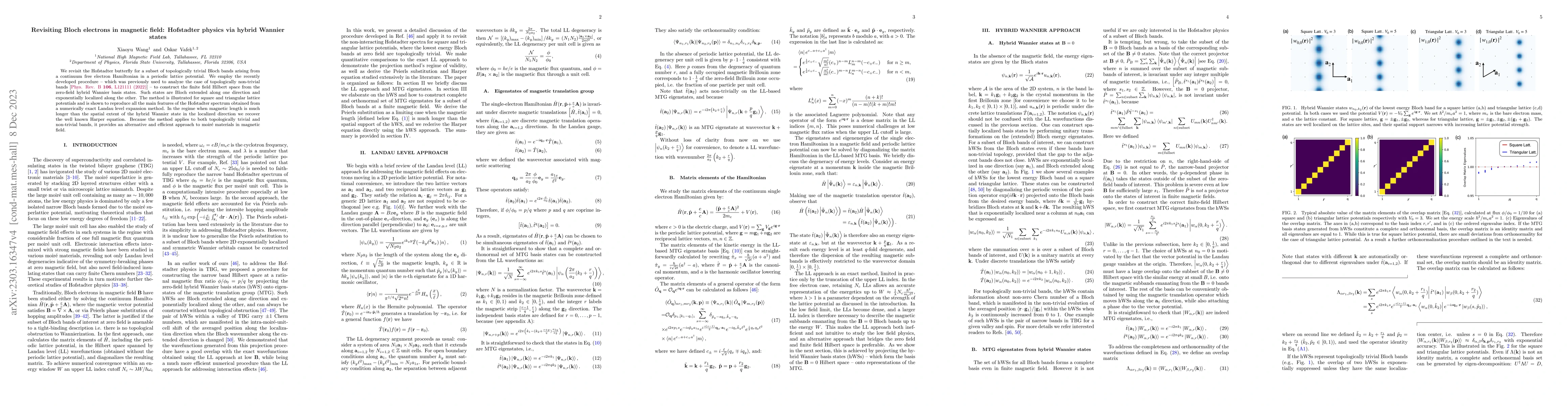 Thumbnail for Revisiting Bloch electrons in magnetic field: Hofstadter physics via
  hybrid Wannier states