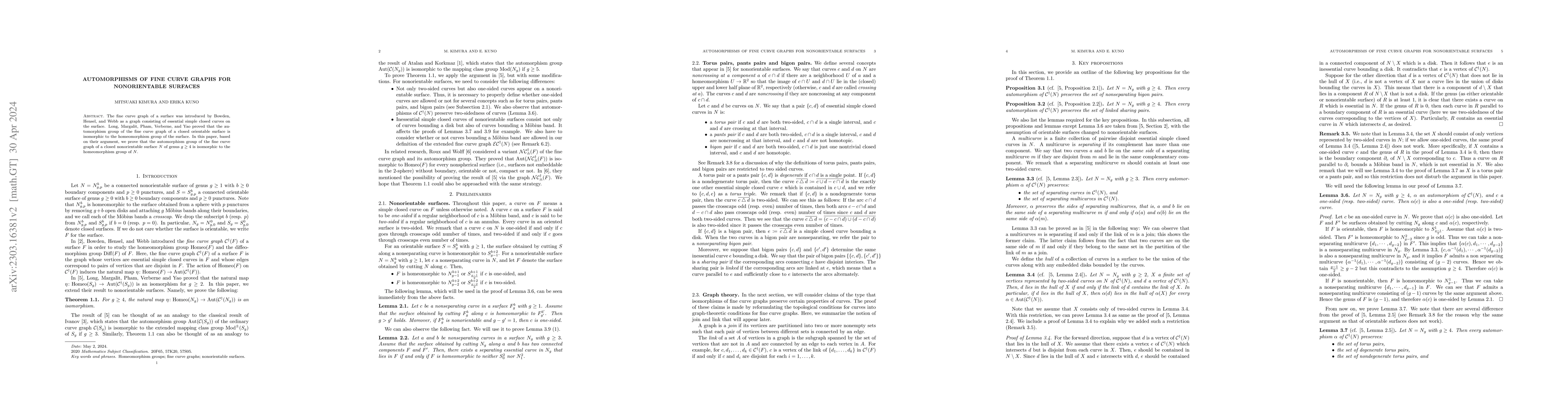 Thumbnail for Automorphisms of fine curve graphs for nonorientable surfaces
