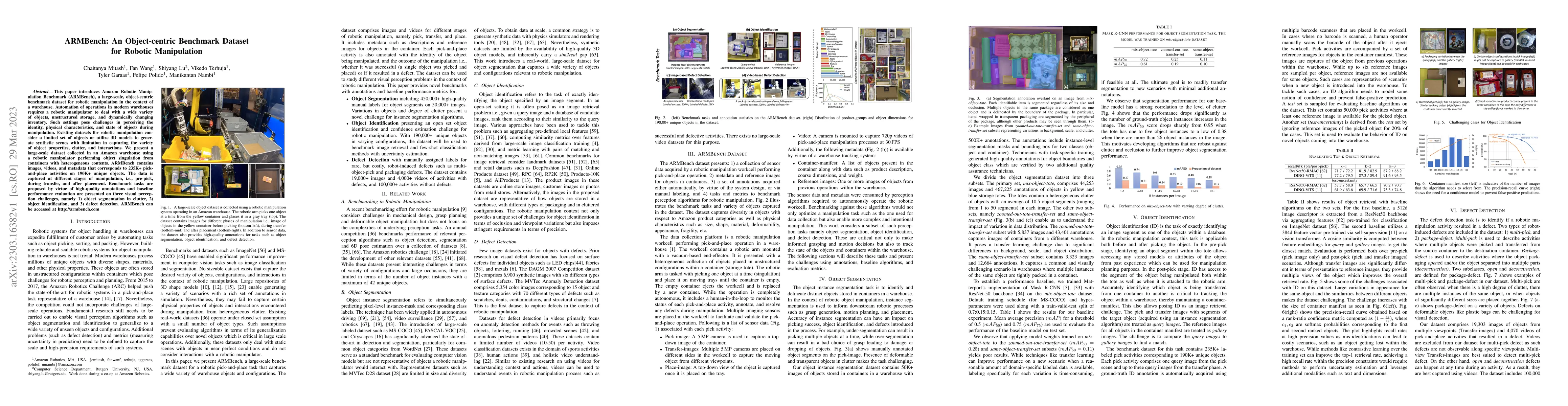 Thumbnail for ARMBench: An Object-centric Benchmark Dataset for Robotic Manipulation
