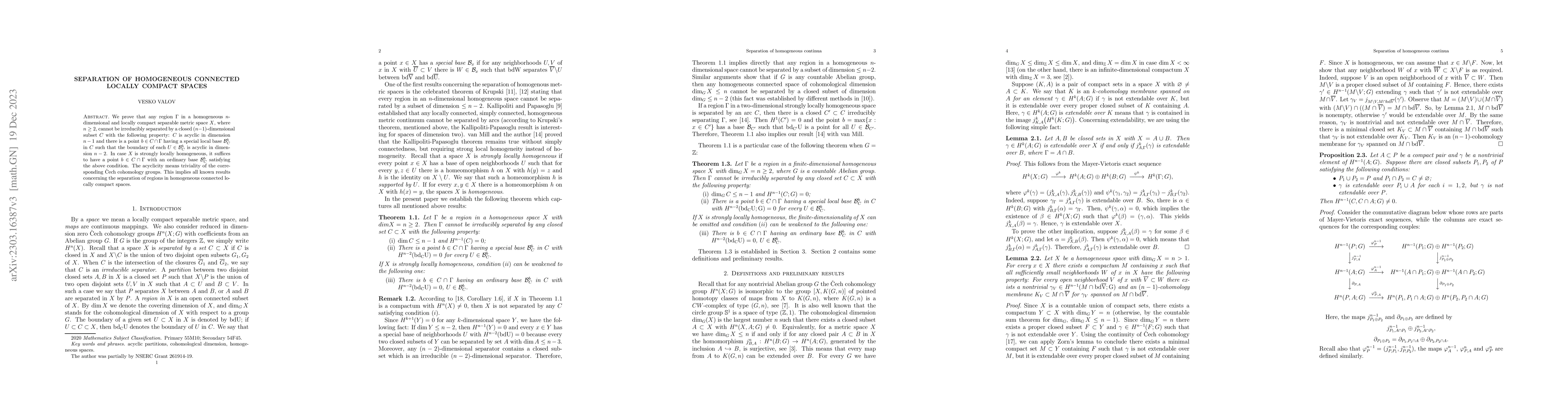 Thumbnail for Separation of homogeneous connected locally compact spaces