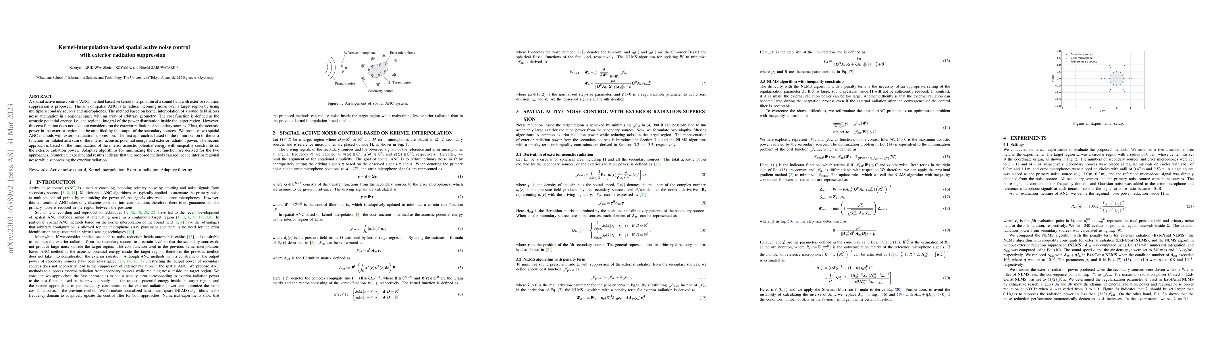 Thumbnail for Kernel-interpolation-based spatial active noise control with exterior
  radiation suppression